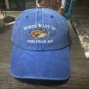 Women Want Me Fish Fear Me Funny Embroidered Cap Hat